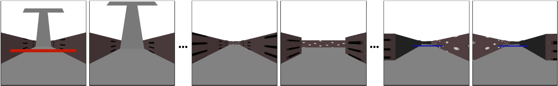 T-maze interval timing environment snapshots.